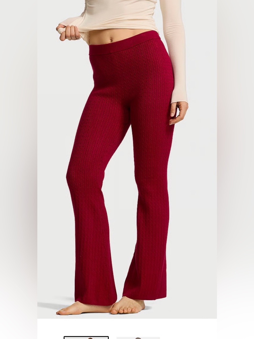 SET! SOLD OUT NWT $140 Victoria’s Secret knit set full zip flare pants xl l red